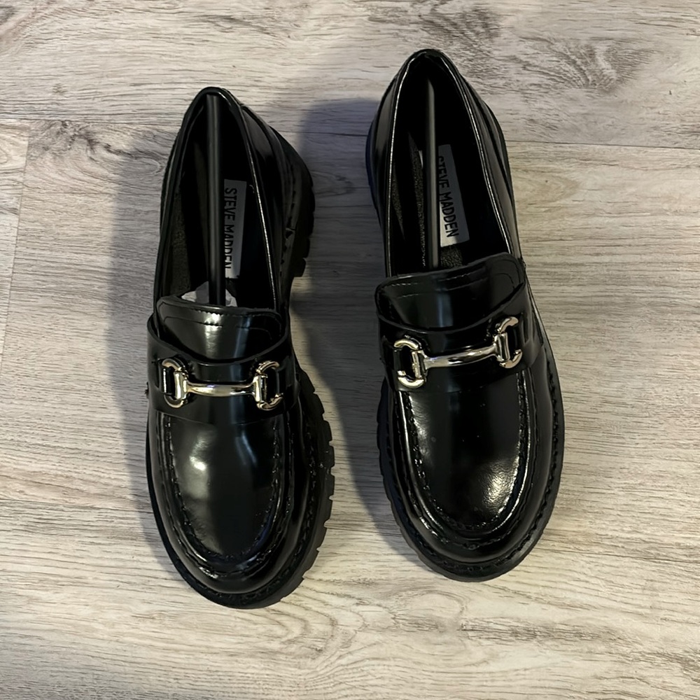 Steve Madden Lando Black Platform Loafers size 6.5